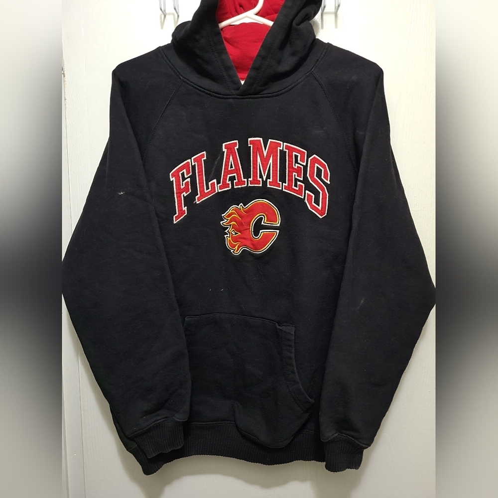 Calgary Flames Black Hoodie-(XL)
